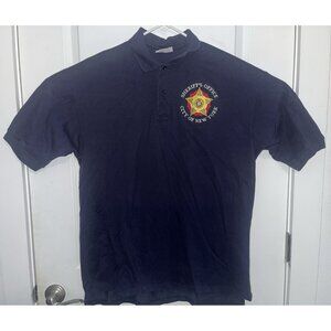 New York City Police Sheriff Office Polo Mens Size XL Blue Logo 100% Cotton USA
